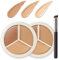 Concealer,Tri-Color Concealer Make Up,Full Cover Concealer Palette,Corrects Dark Circles Red Marks Scars& Softens Fine Lines,Highlight Contours Waterproof Long Lasting Concealer Matte (2 Pcs, 9g)