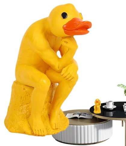 Weppduk Figurines de canard pensant, statue de canard pensant - Statue de canard - Décorations d'animaux amusantes, statues de canard pour la décoration de jardin, figures de canards en résine pour