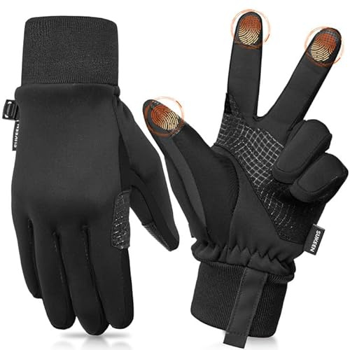 Sukeen Kids Winter Gloves, Lightweight Touchscreen Gloves for Kids,Black, S