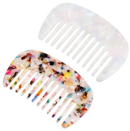 Lockenkamm Antistatischer Zahnkamm Kamm Frauen Haar Kamm mit Großer Zahnung Bruchfester Kämme Grobzinkiger Haarbürste Farbe Breiter Haarkamm Haarentwirrer kämme für Locken und Lange Haare Damen Herren