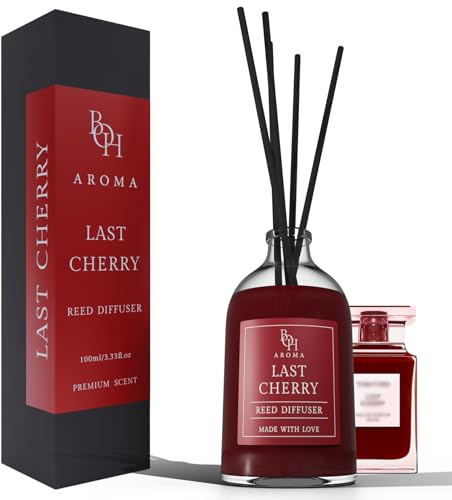 Rumdoft Last Cherry | Reed diffuser med 5 doftpinnar | 100 ml | luftrenare med doftpinnar för lägenheten | diffuser med pinnar | rumsdoft inspirerad av lyxiga sparfums