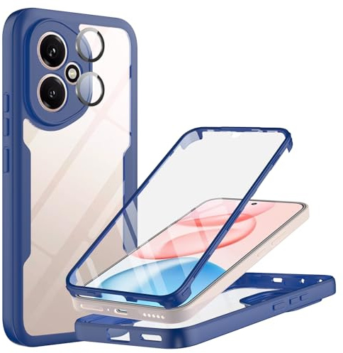 MQERYBV Coque pour Honor 400 5G, Antichoc Housse avec Protection écran Dureté Caméra Arrière Protecteur Intégrale 360°Protection Double Face Case Bumper Robuste Transparente, Bleu