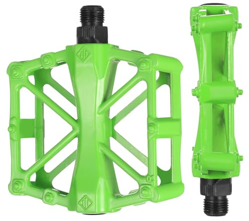 1 paire de pédales de vélo, pédales de VTT, axe 9/16, en aluminium, antidérapantes, plates, pour VTT, vélo de ville, vélo de route (vert)