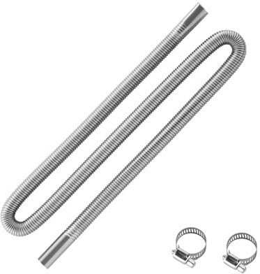 VEVOR Tubo de Escape para Calentador de Estacionamiento, Manguera de Escape para Calentador Diésel 2/5/8 kW de Coche con 2 Abrazaderas, Acero Inoxidable, con Sección Transversal, Φ 25 x 1490 mm