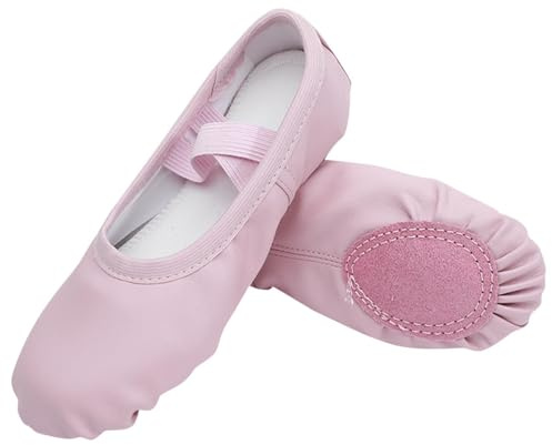 Ballet Shoes for Girls Toddler Leather Dance Practice Slippers Split Soft Flat Sole Yoga Gymnastics Shoes Pink