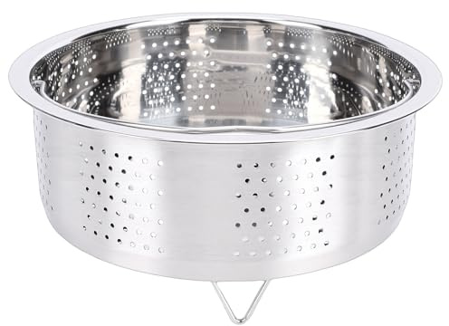 Haofy Cesta de de Acero Inoxidable 304 Rejilla para Cocinar Al con Asa Patas Orificios Densos para una Cocción Uniforme Inserto Universal para Olla Arrocera Cocer Verduras Al Mariscos (13,8 cm)