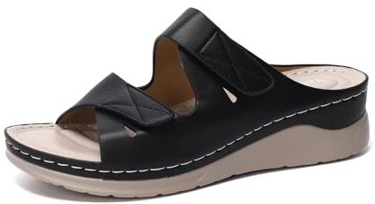 Yeeteepot Sandales Femme Compensées Chaussons Bout Ouvert Plateforme Chaussures Orthopédique Pantoufles Léger Antidérapante Claquettes