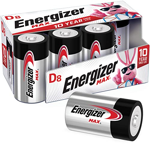 Energizer Baterías D, batería de celda D alcalina Premium, 8 Unidades