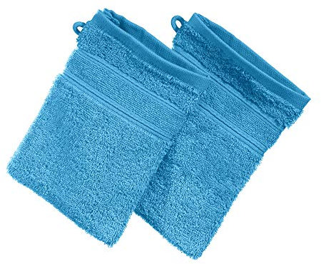 Erwin Müller Waschhandschuh Karlsruhe 2er- Pack 100% Baumwolle helltürkis Größe 15x21 cm - extrem saugstark, leicht, flauschig weich, hautschmeichelnd (weitere Farben)