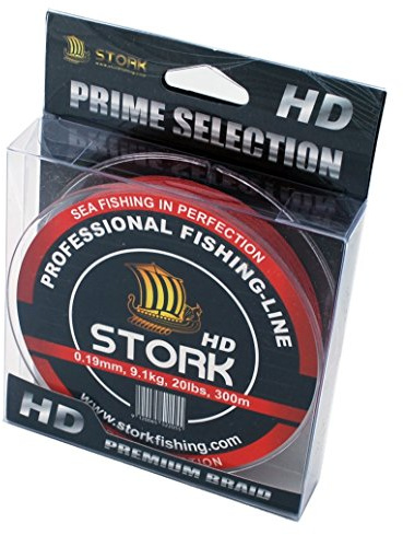 Stork HD, 4-corde ligne de pêche tressée 300m (Rouge, 40 lbs / 18.1 kg / 0.29 mm)
