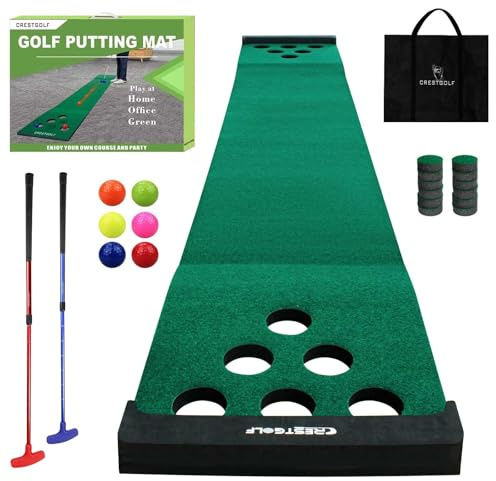 Kofull Golf Putting Matte Putting Green Indoor（kostenlose 2 Putter + 6 Golfbälle Driving Schlagmatten, 327 x 50 cm