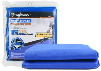ROLLINGDOG Blau Abdeckfolie Malerfolie 1,2 x 4,6 m,Super dickes wasserdichtes Material zum Schutz von Böden und Möbeln