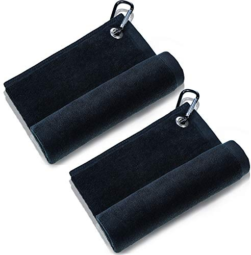 Tatuo 2 Packungen Mikrofaser Golf Handtuch Golf Reinigungstuch mit Clip für Golf Yoga Camping Gym