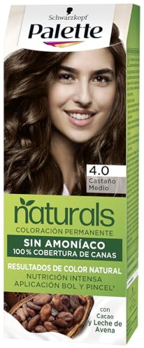 Schwarzkopf Palette Naturals Color Creme - Tono 4 cabello Castaño Medio - Coloración Permanente – Óptima cobertura de canas – Colores naturales