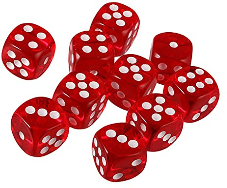 Yourandoll 10 pièces dés polyédriques D6 dés 16mm de Jeu de dés en Acrylique pour DND Dice RPG MTG Table Jeux (Rouge)