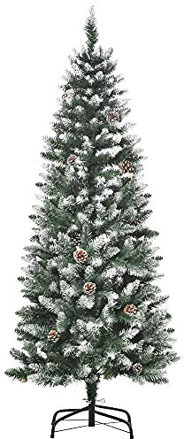 HOMCOM Árbol de Navidad 150 cm Árbol de Navidad Grande con 464 Puntas 28 Piñas Base Plegable y Soporte de Acero para Decoración de Interior Verde