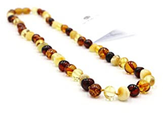 Bernstein Halskette, Mehrere Farben, Unisex, Halskette 36 cm und 45 cm, Baltische Bernsteinkette (45 cm, Mix)