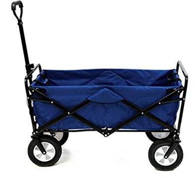 Sportfällbar utomhusvagn, Trädgårdshopfällbar vagn, Trädgårdstransportbil Mobilvagn Camping Grill Shopping Trädgårdsskötseldjur(Svart)(Blå)