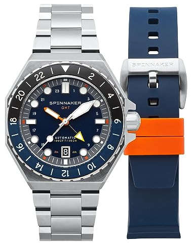 Spinnaker Herren 44mm Dumas Harbour Japanische Automatikuhr mit massivem Edelstahlarmband SP-5119, Marineblau, Schwarz, Japanisch