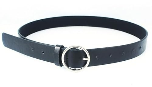 1Pcs Runde Metall Kreis Gürtel Weibliche PU Leder Taille Gürtel Für Frauen Jeans Hosen Schwarz Weiß