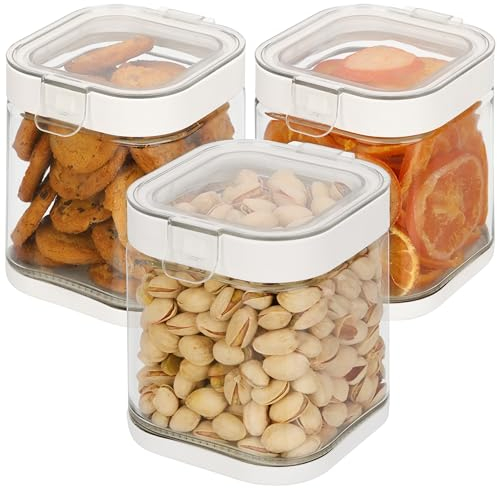 Belle Vous Set Tarros de Cristal con Tapa - 3x Frascos Hermeticos de Vidrio de 900 ml - Botes de Almacenaje de Cocina - Tarros Transparentes para Pasta Legumbres Especias y Más