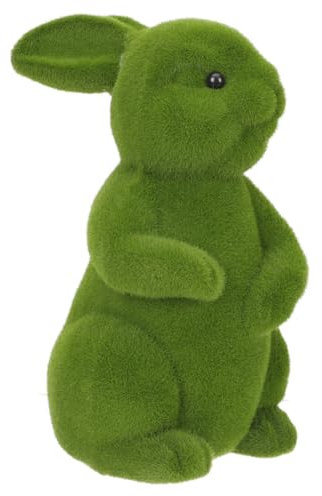 Happyyami Figurine Décorative Floquée De Lapin De Pâques Décoration en Fausse Herbe Statue De Jardin pour Porte Dentrée