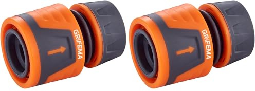 GRIFEMA GE1201 Attacco Rapido per Tubo da 1/2 12,5 mm - 5/8 15 mm, Connettore Universale, Installazione Facile, Protezione Solare, Grigio - Arancione[Esclusiva Amazon] (Confezione da 2)