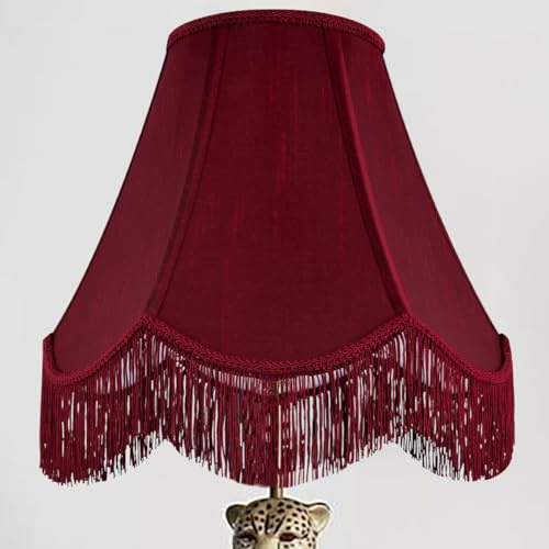 GO&SO Lamp Shades 1PC,6 x 13 x 10.6,Red Fringe Scalloped Lamp Shade