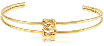 Made by Nami Herz Armreif Gold Damen aus Chirurgischem Edelstahl 316 Armreif verknotete Herzen Größenverstellbar Hypoallergen Wasserfester Schmuck Damen Geschenke für Frauen