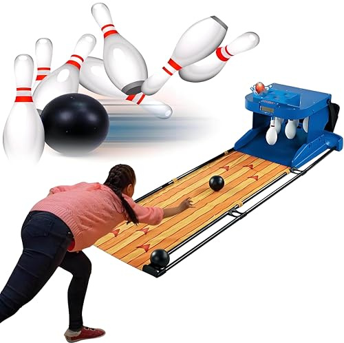 Elektronisk bowlinghall, hopfällbart bowlingspel inomhus för familjer, med elektronisk LED-resultattavla och automatisk återställningsfunktion, för barn och vuxna interaktivt spel,2m/6ft