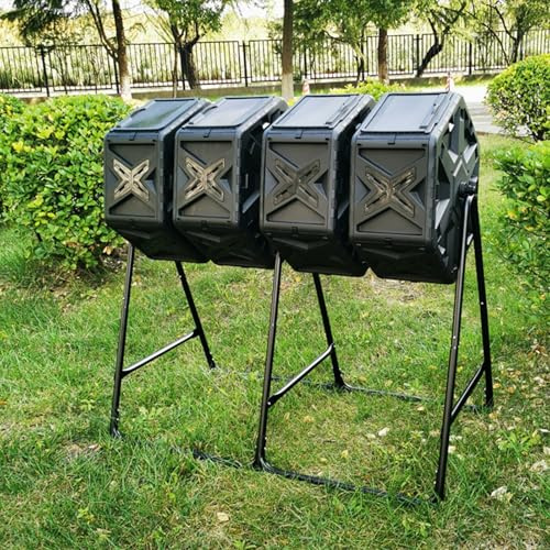 Compostador De Jardín, Compostador Giratorio para Exteriores, Diseño De Tambor Independiente, Compostadors De Cuatro Cámaras De 74 Galones (280 L) para Desechos De Jardín