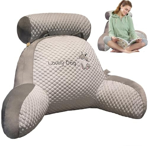 LANPEW Lesekissen Rückenkissen Bohnen Grau 70x50cm, Baumwolle für Bett Sofa
