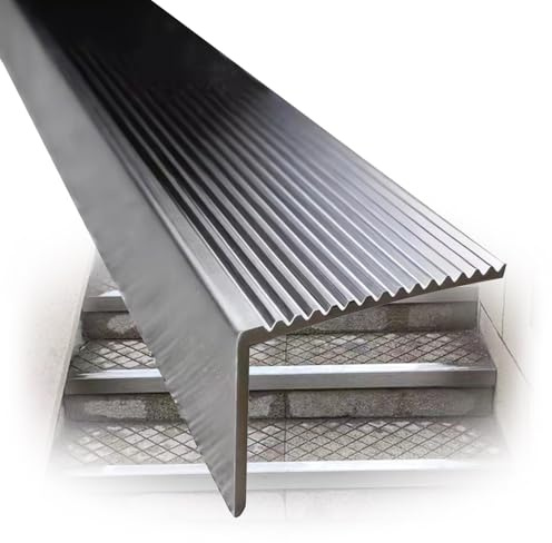 Nez de Marche en Acier Inoxydable, Protection de Bords d'Escalier Extérieurs, Profilé de Marche Antidérapante Forme en L(60x25mm)