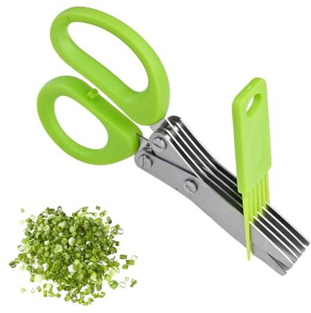 Forbici per Erbe Aromatiche, Forbici da Cucina in Acciaio Inox a 5 Lame, con Pettine per Pulizia, Forbici per Spezie, Forbici per Verdure da Cucina per Erba Cipollina, Prezzemolo, Rosmarino