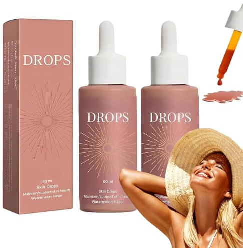 2 Pcs Gotas Bronceadoras Bebibles, Gotas Autobronceadoras Sin Sol, Bebida Bronceadora Natural, Gotas Bronceadoras Faciales y Corporales, Sin Daños por el Sol, Enhances Natural Skin Tone
