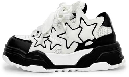Baskets Femme avec étoiles Mignonnes Plateforme Chaussure de Marche Mode et Sport Respirant Confort Tendance Sneakers