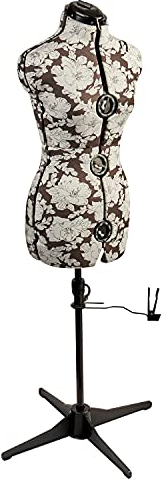 Sewing Online Adjustable Dressmakers Dummy, in a Grey Hollyhock Fabric with Hem Marker, Dress Form Sizes 10 to 16 - Pin, Measure, Fit and Display your Clothes on this Tailors Dummy - 5901A