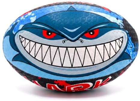 OPTIMUM Tecknad boll, rugbyboll, hajsockel, storlek 5, herr, Shark Attack, storlek 5