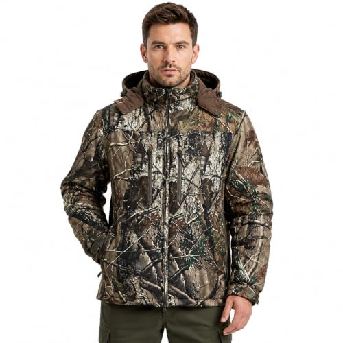 Krumba Camo Mens Hunting Jacket: Insulated Softshell Field Apparel | Fall Deer Hunting, Whitetail Season, Tree Stand, Woodland Scouting, Quiet Construction, Stretch Mobility, Insulated Comfort