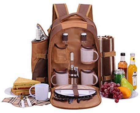 apollo walker Picknickrucksack 4 Personen Picknick Set (Set & Decke) mit Tasse Thermotasche Kühltaschen für Camping, Strand, Wandern Barun mit Tasse