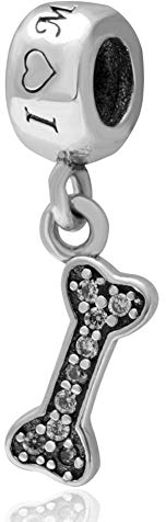 Hundben berlock 925 sterling silver djur berlock husdjur berlock tur berlock årsdag berlock för Pandora berlock armband (B)