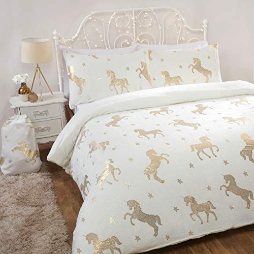 Foil Flannel Unicorn Fleece Bedding Set