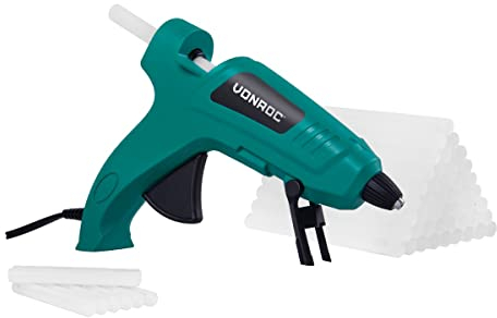 VONROC Klebepistole - ⌀ 11,2mm - 70W - Anti-Tropf-Funktion - inkl. 56 Klebstoffpatronen