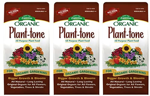 Espoma Organic Plant-Tone 5-3-3 Natural & Organic All Purpose Plant Food; 4 lb. Bag; The Original Organic Fertilizer for All Flowers, Vegetables, Trees, and Shrubs. Pack of 3