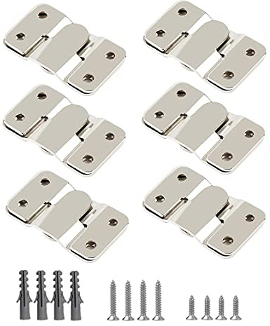 WeqeYent 6 Pairs(12 Pcs) 53mm Stainless Steel Flush Mount Brackets, Silver | Concealed Mount Brackets, Interlocking Hang Buckles, Photo Frame Hooks, Hardware Hangings, Furniture Connectors