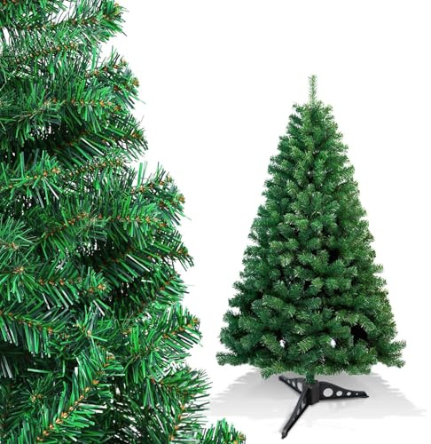 Randaco Sapin de Noël Artificiel de 120 cm avec 200 Pointes - Résistant au feu - en PVC - Vert