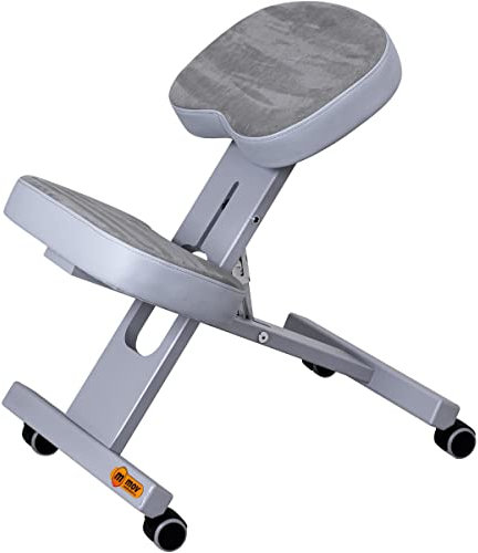 Mercurius Ergo-Office Ergonomischer Stuhl Orthopädischer Kniestuhl Computerstuhl Kniehocker Stoff - Made in EU, CE, TUV (Gray)