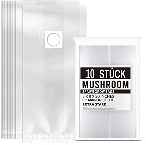 MissFox Lot de 10 Sacs de Culture de Champignons - 25 × 50 cm - Sacs de Myciculture avec Filtre, Résistants et Indéchirables - Idéal pour la Culture en Serre, Tente de Culture et Horticulture