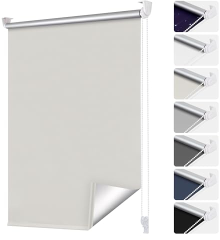smartdemo Verdunklungsrollo ohne Bohren & mit Bohren, Klemmrollo Fensterrollo Creme B85 x H120cm (Stoffbreite85cm), Thermorollo Sichtschutz und Sonnenchutz, Klemmrollo rollos für Fenster & Tür