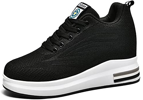 AONEGOLD Kilskor Kvinnor Sneakers Sport Running Outdoor Tennis Fitness Casual Skor 8.5 cm, Svart 2301, 36 EU